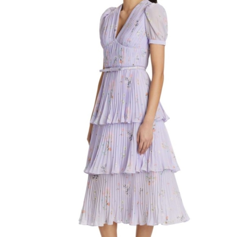 Self-Portrait Lilac Tiered Dress
